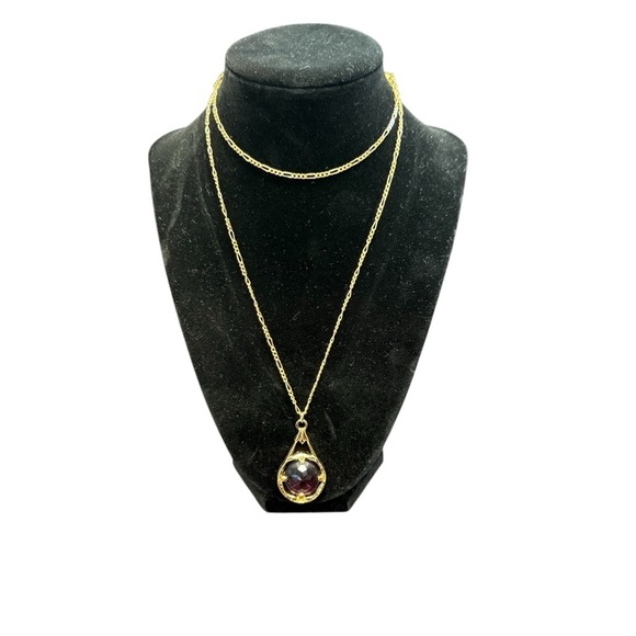 Avon “Antique Moments Pendant”Goldtone/Purple Layered Necklace NIB 1992 - Picture 1 of 7